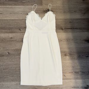 Line and Dot White Dress